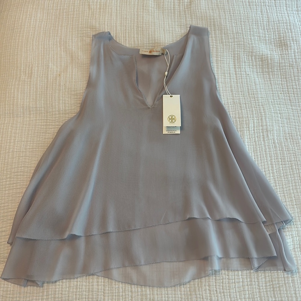NWT Tory Burch Tiered Lavender Blouse Size 2